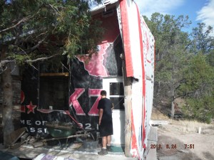 Mon 06-24 Haven't been here in over 6 months what's inside. The tent cabin was framed up with rough  cut green lumber from the saw mill up the road and covered with used Billboard sign tarps. This has lasted over 5 years.