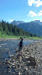 06-26 Anthony is working the water for more trout, in the Animus River