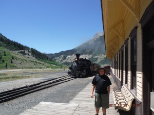 06-26 At the train station to pick up the tickets for tommorrows train trip to Elk Creek Jump off point to the Contential trail