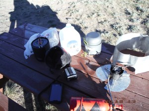 06-26 Early morning a little frost still in the shady spots We are at 9,500 ft elevation and both of us can tell it. 