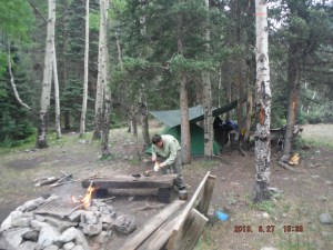 06-27 Have camp set up and a fire going - How did we know that they banned all camp fires in the San Juan Forest.