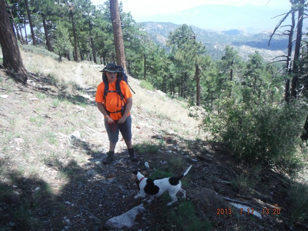 07-17 We took Helena's dogs with us this is Trudy - Anthony has the bright shirt on
