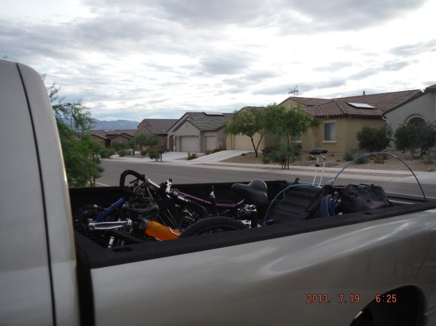 07-19 And the next day we load up the bikes and head to the bottom of Mt. Lemmon to ride up the mountain.