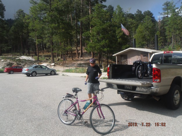 07-22 After a couple of days of hanging out Anthony is ready to do the 20 mile down hill on Mount Lemmon Highway