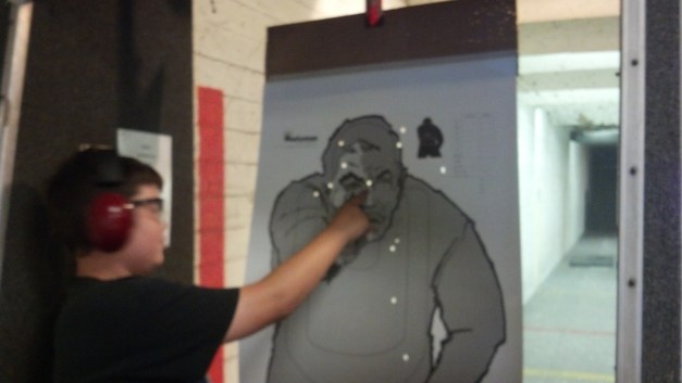 07-23 today Anthony, Helena and I head to the gun range. Anthony got a tarket between the eyes with a 9MM Clock pistol great shooting
